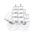 a sailing ship sailing through a sea tattoo design idea