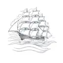a sailing ship sailing through a sea tattoo design idea