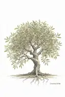 asymmetrical olive tree with roots tattoo design idea
