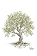 asymmetrical olive tree with roots tattoo design idea