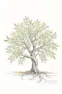 asymmetrical olive tree with roots tattoo design idea