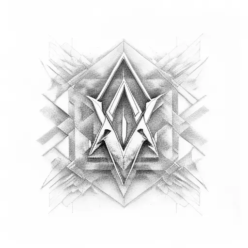 A surreal composition of a shattered Linkin Park logo merging with musical instruments tattoo design idea