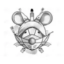 mouse with mask and bag of money tattoo design idea