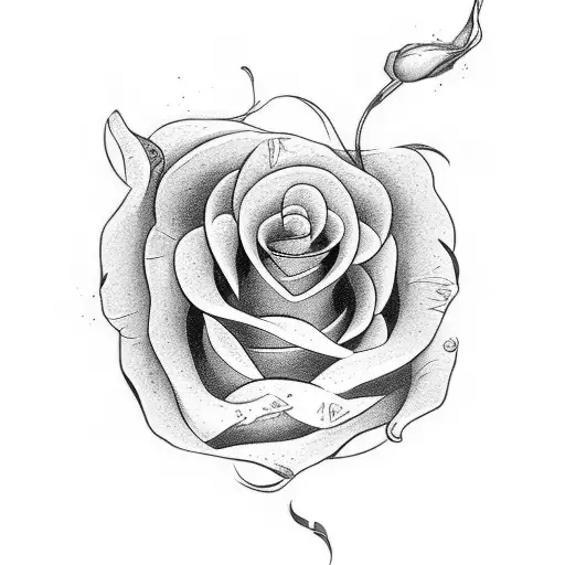 katana with black and white roses insides tattoo design idea