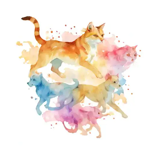 cats and dogs running alongside tattoo design idea