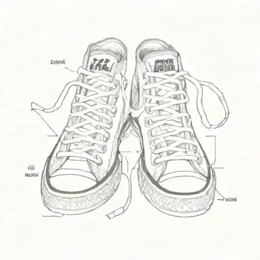 converse type shoes basic less carton shoes with 'be here' written behind or below it tattoo design idea