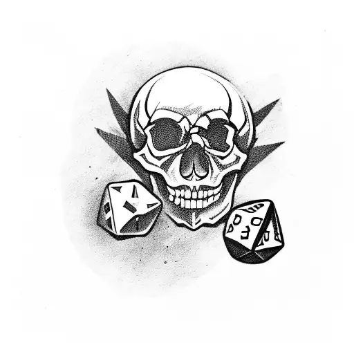 skull and crossbone with three dice tattoo design idea