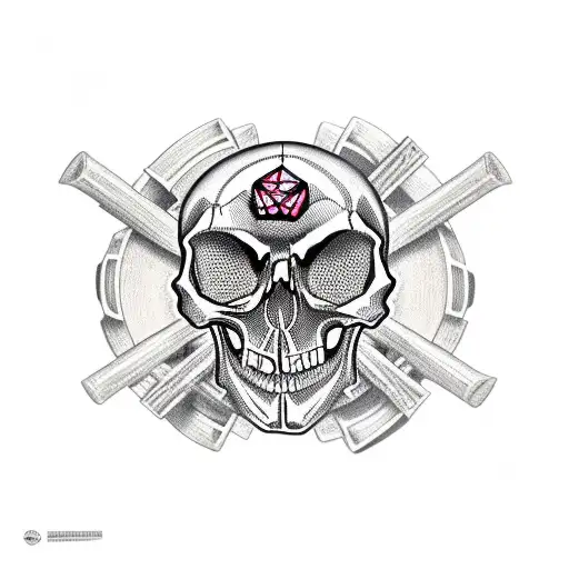 skull and crossbone with three dice tattoo design idea