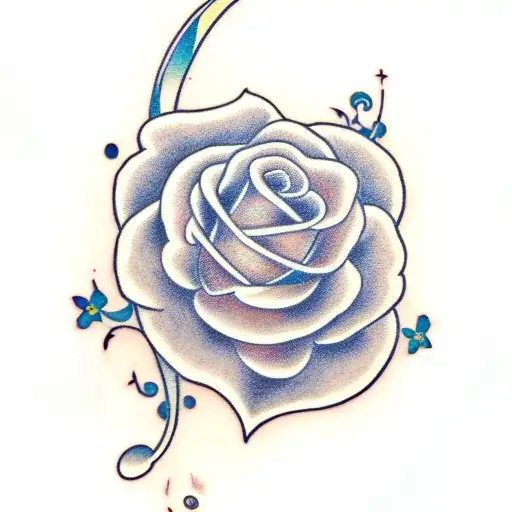 treble clef of birth flowers from March, April, June, July and october tattoo design idea