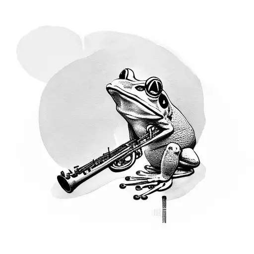 frog with saxophone tattoo design idea