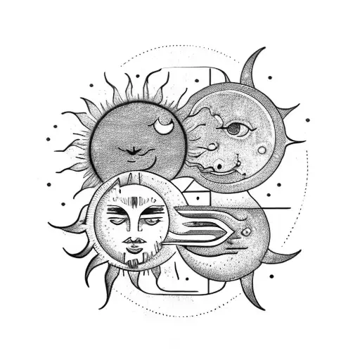 sun and moon with the sign of Leo  tattoo design idea