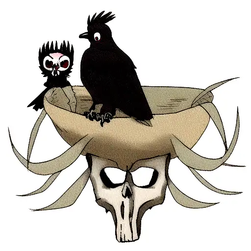 raven skull and rat skull tattoo design idea