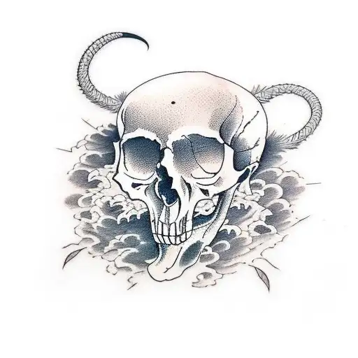 raven skull and rat skull tattoo design idea