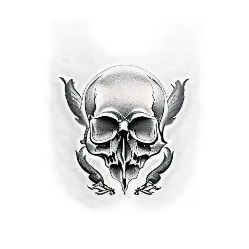 raven skull and rat skull tattoo design idea