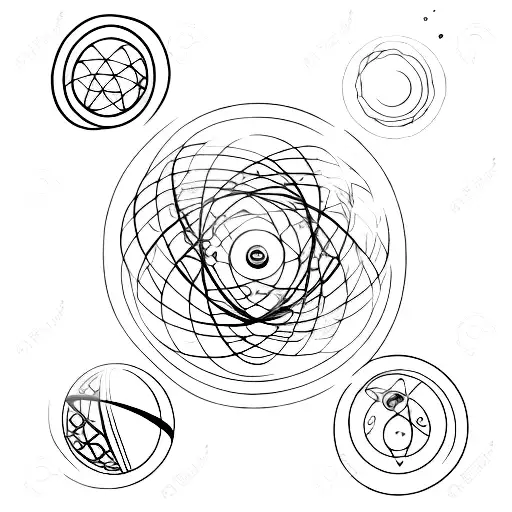 Atom, Galaxy, Solar system tattoo design idea