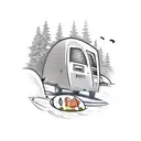 surfing, camping, life, car, engine tattoo design idea