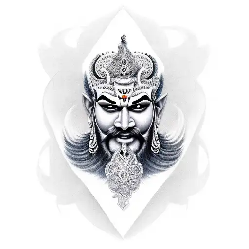 ravana with ten heads tattoo design idea