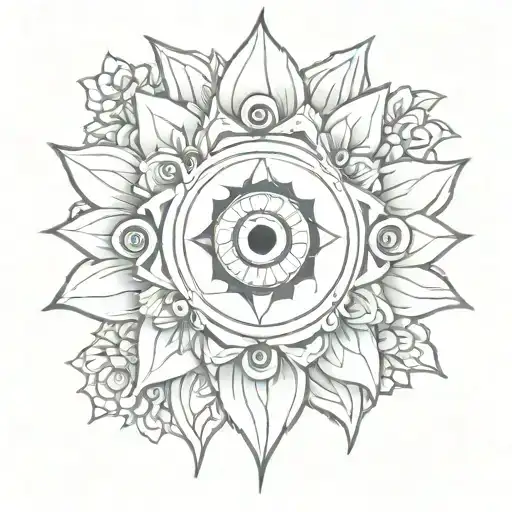 Evil Eye Flower Intertwined malicious dangerous tattoo design idea