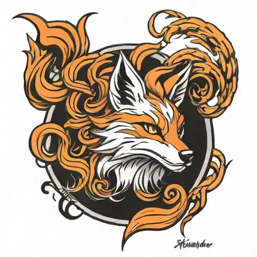 nine tailed fox  tattoo design idea