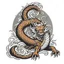 nine tailed fox fights dragon tattoo design idea