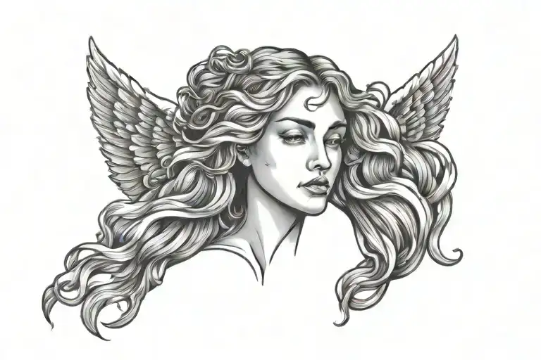 Angels crying face tattoo design idea