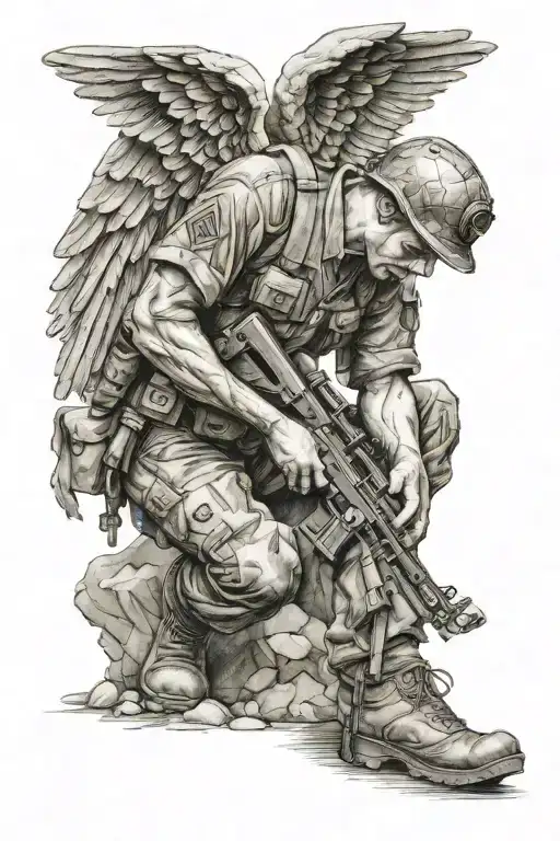 Angels crying starts aligning 1 soldier standing tattoo design idea