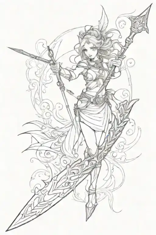 a spear influenced by air element for a female   tattoo design idea