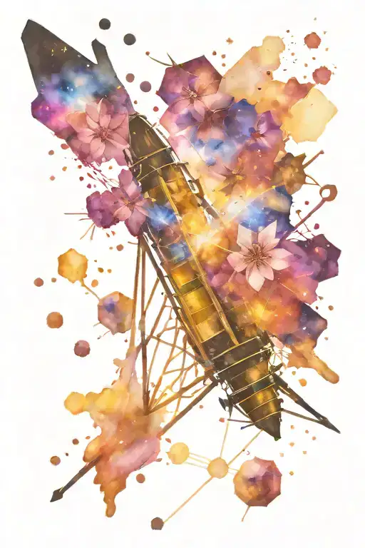 GALAXY WITH JAMES WEBB TELESCOPE tattoo design idea