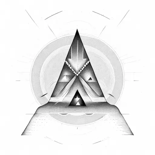 upside down triangle design meant for the throat of a new age representation of good and evil tattoo design idea