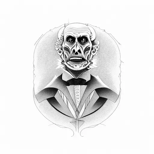 design meant for the throat of a new age representation of doctor jekyll on one side and Mr. Hyde on the other tattoo design idea