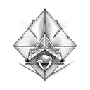 upside down triangle design meant for the throat of a new age representation of good and evil tattoo design idea