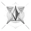 upside down triangle design meant for the throat of a new age representation of good and evil tattoo design idea