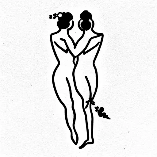 eros & psyche as sapphic lovers tattoo design idea