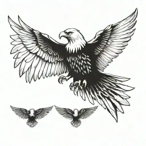 Eagle wings spread tattoo design idea
