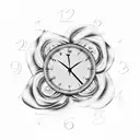 Motivational quote written in a swirling cloud shape, with a rose and clock incorporated tattoo design idea