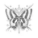 chaos theory showing a butterfly  tattoo design idea