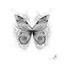 chaos theory showing a butterfly  tattoo design idea