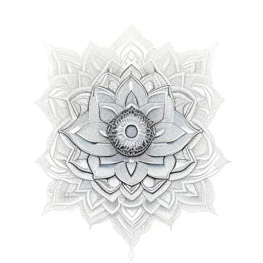 An intricate lotus flower blooming in front of a world map, representing the client's love for travel and spirituality. tattoo design idea