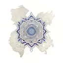 An intricate lotus flower blooming in front of a world map, representing the client's love for travel and spirituality. tattoo design idea