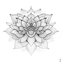 An intricate lotus flower blooming in front of a world map, representing the client's love for travel and spirituality. tattoo design idea
