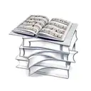 A stack of books with musical instruments peeking out from between the pages tattoo design idea