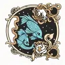 Aquarius, Pisces, and Aries zodiac sign tattoo design idea