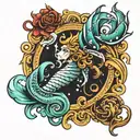 Aquarius, Pisces, and Aries zodiac sign tattoo design idea