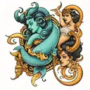Aquarius, Pisces, and Aries zodiac sign tattoo design idea