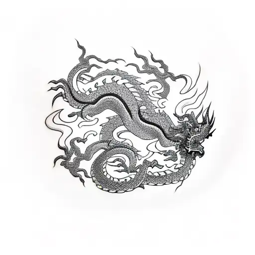 Japanese style tattoo back piece with a dragon that is black and the Crawfish swimming towards the dragon and a Japanese tattoo design idea
