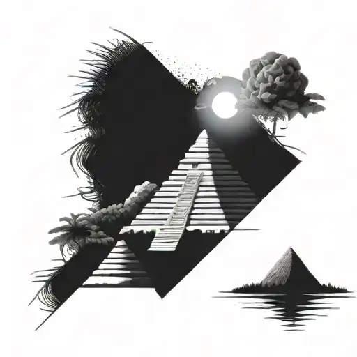 Maya pyramide Sonnenuntergang, kukulkan full body arising tattoo design idea