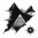 Maya pyramide Sonnenuntergang, kukulkan full body arising tattoo design idea