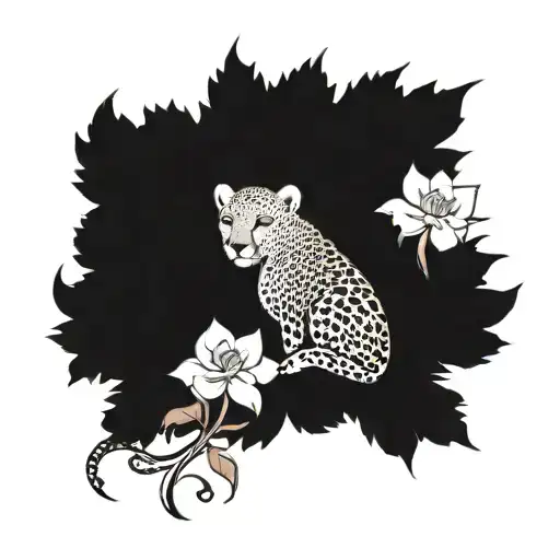 cheetah sleeve, feminie flowers wrapped tattoo design idea