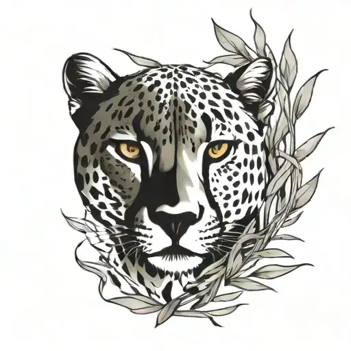 cheetah silhoutte olive branch wrapped loosely wrapped tattoo design idea