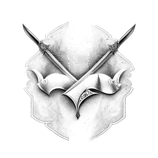 sword with two edges mirror reflection  tattoo design idea